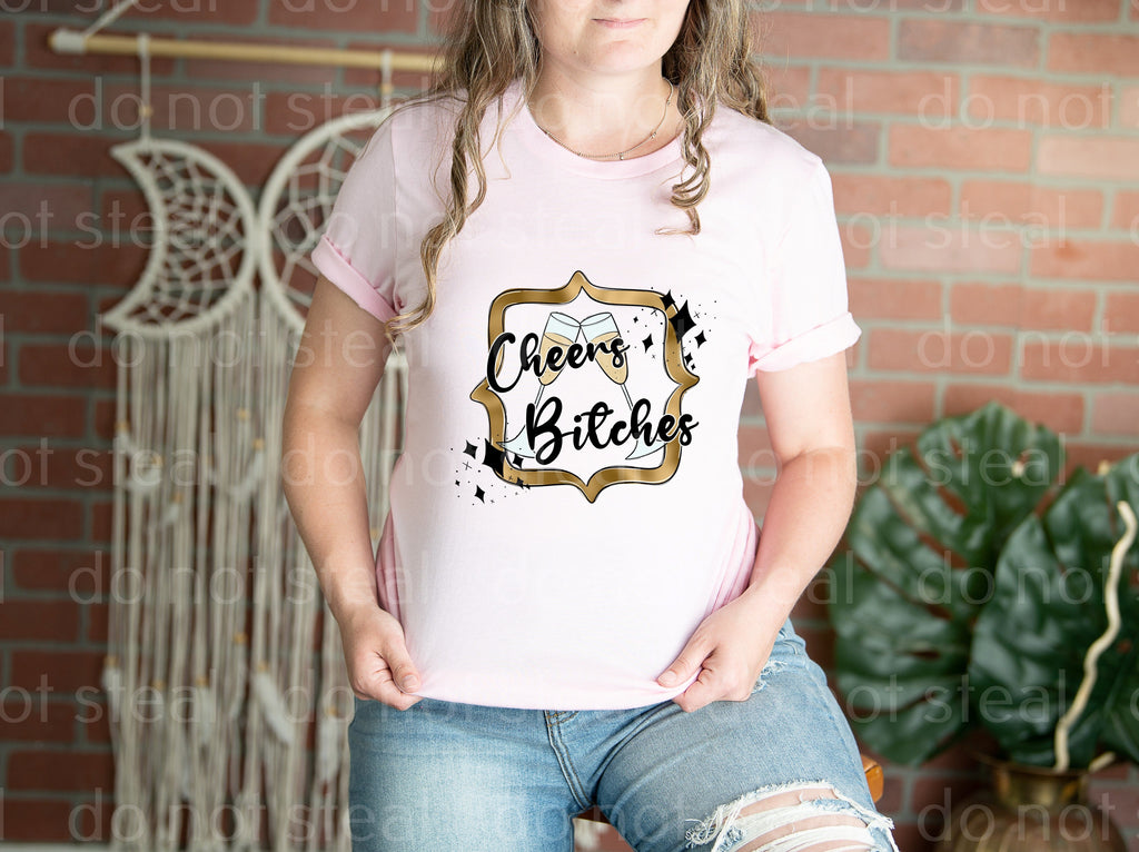 01-23 Happy New Year with two champagne glasses Completed Tee