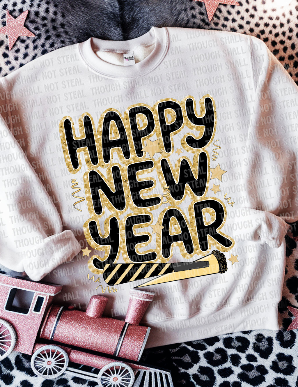 01-42 Happy New Year - Disco Sequins Completed Tee