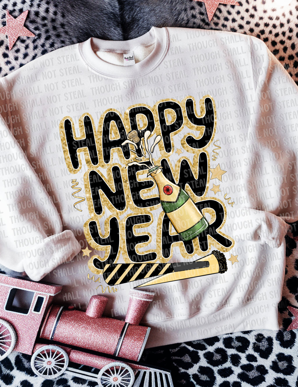 01-42 Happy New Year - Disco Sequins Completed Tee