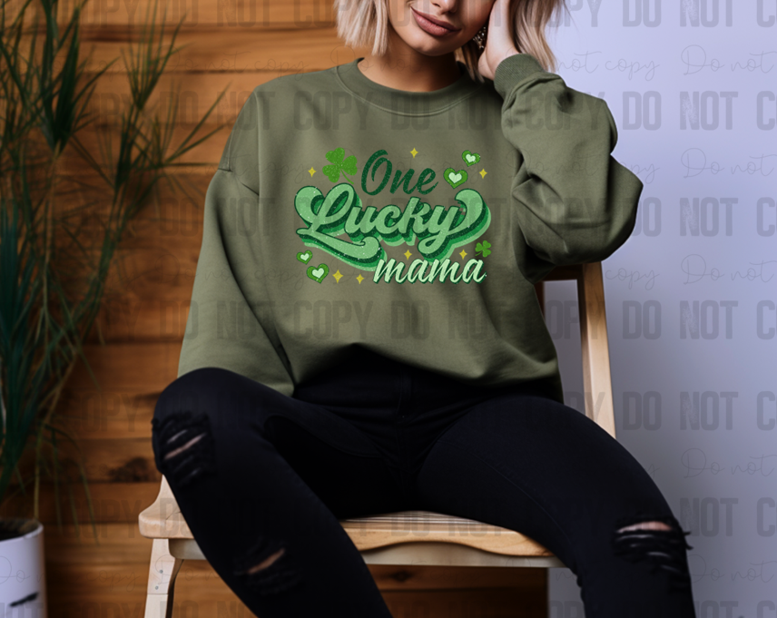 03-118 One Lucky Mama DTF TRANSFER ONLY