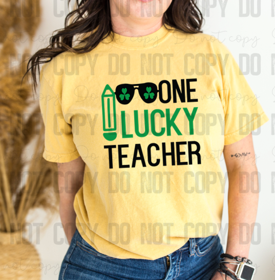 03-145 One Lucky Teacher DTF TRANSFER ONLY