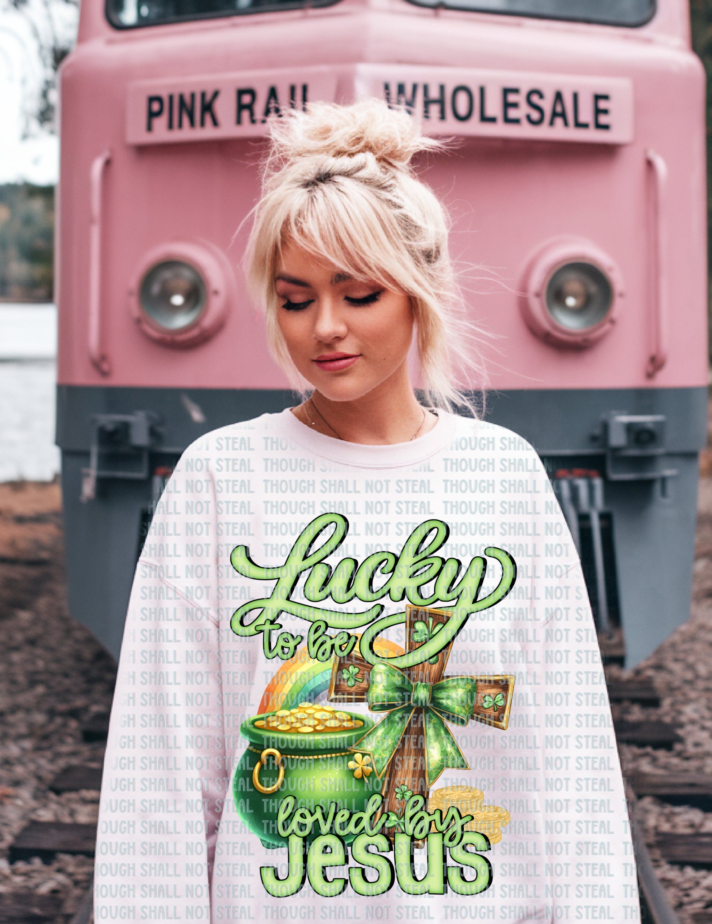 03-160  Lucky to be loved by Jesus Completed Tee