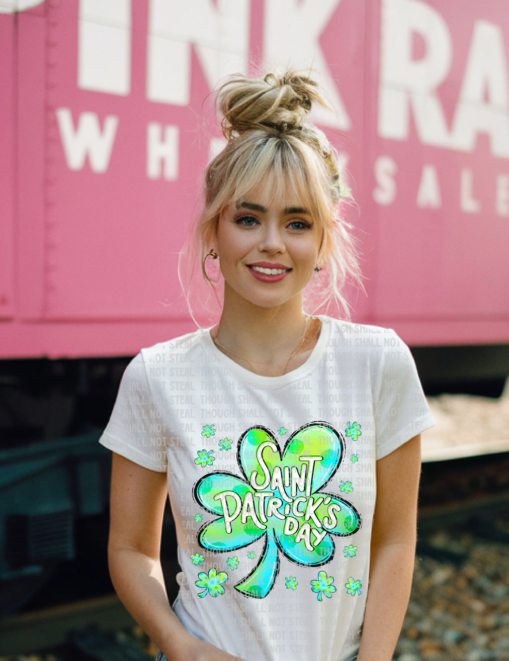 03-163 Shamrocks -  Saint Patricks Day Completed Tee