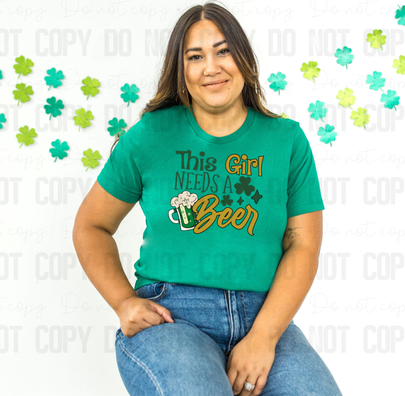 03-176 This Girl Needs A Beer Completed Tee