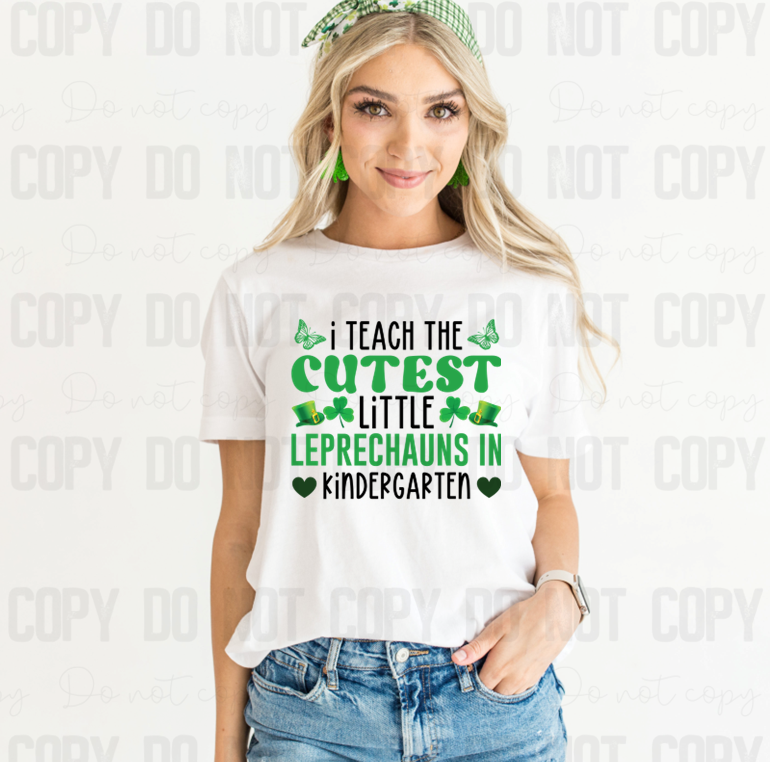 03-177 I Teach the Cutest Little Leprechauns in Kindergarten Completed Tee