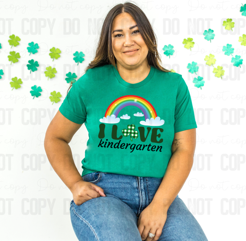 03-181 I love Kindergarten with Shamrock Completed Tee