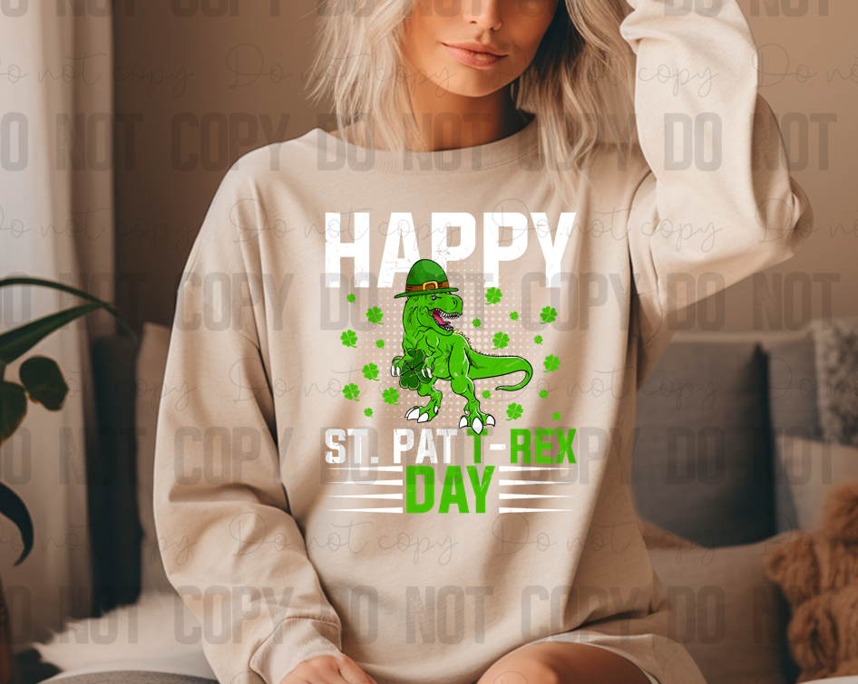 03-63 Happy St. Patrick T-Rex day Completed Tee