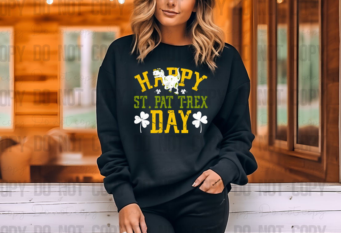 03-64 Happy St Pat T-Rex day Completed Tee