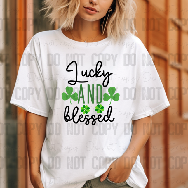 03-98 Lucky and Blessed DTF TRANSFER ONLY