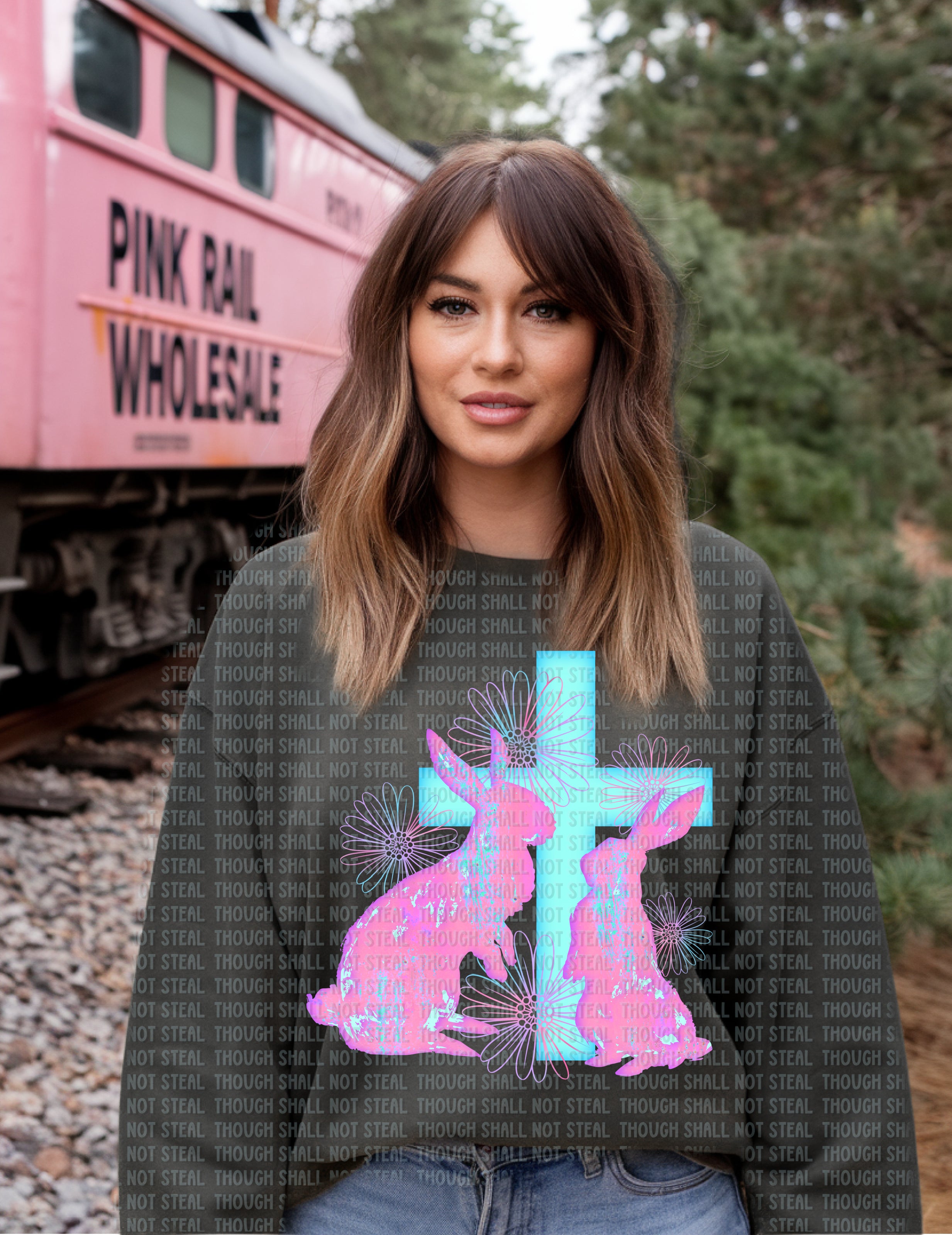 04-85 Pastel Easter Silhouette Completed Tee