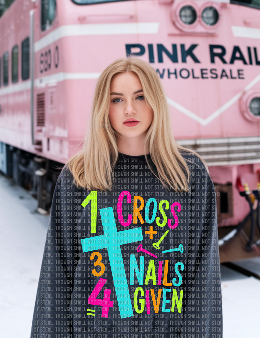 04-87 A Colored - 1 Cross 3 Nails 4 Given Completed Tee