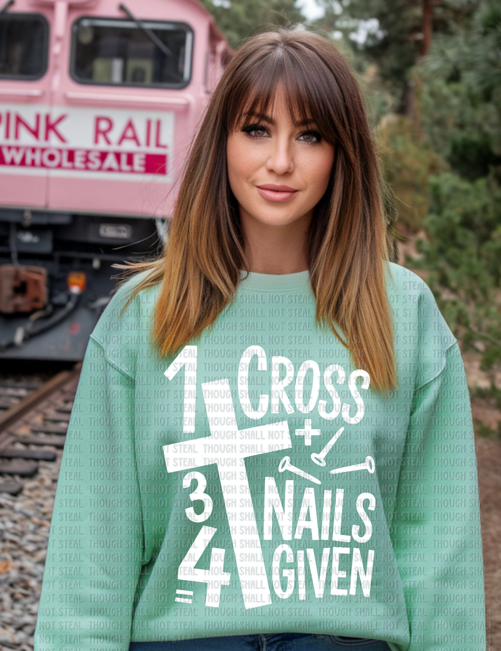 04-87 A Colored - 1 Cross 3 Nails 4 Given Completed Tee