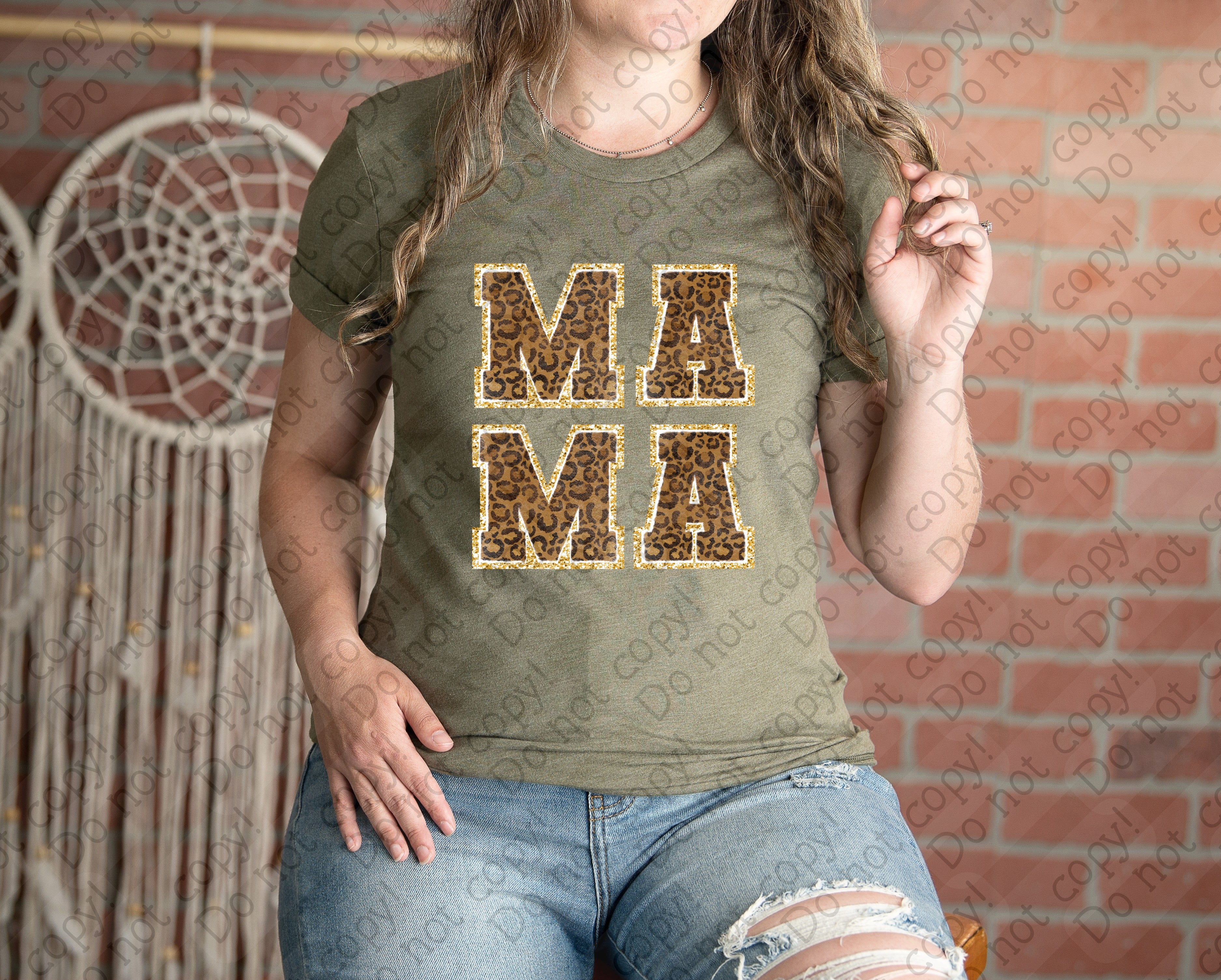 05-112 Ma Ma Stacked Cheetah Print Completed Tee