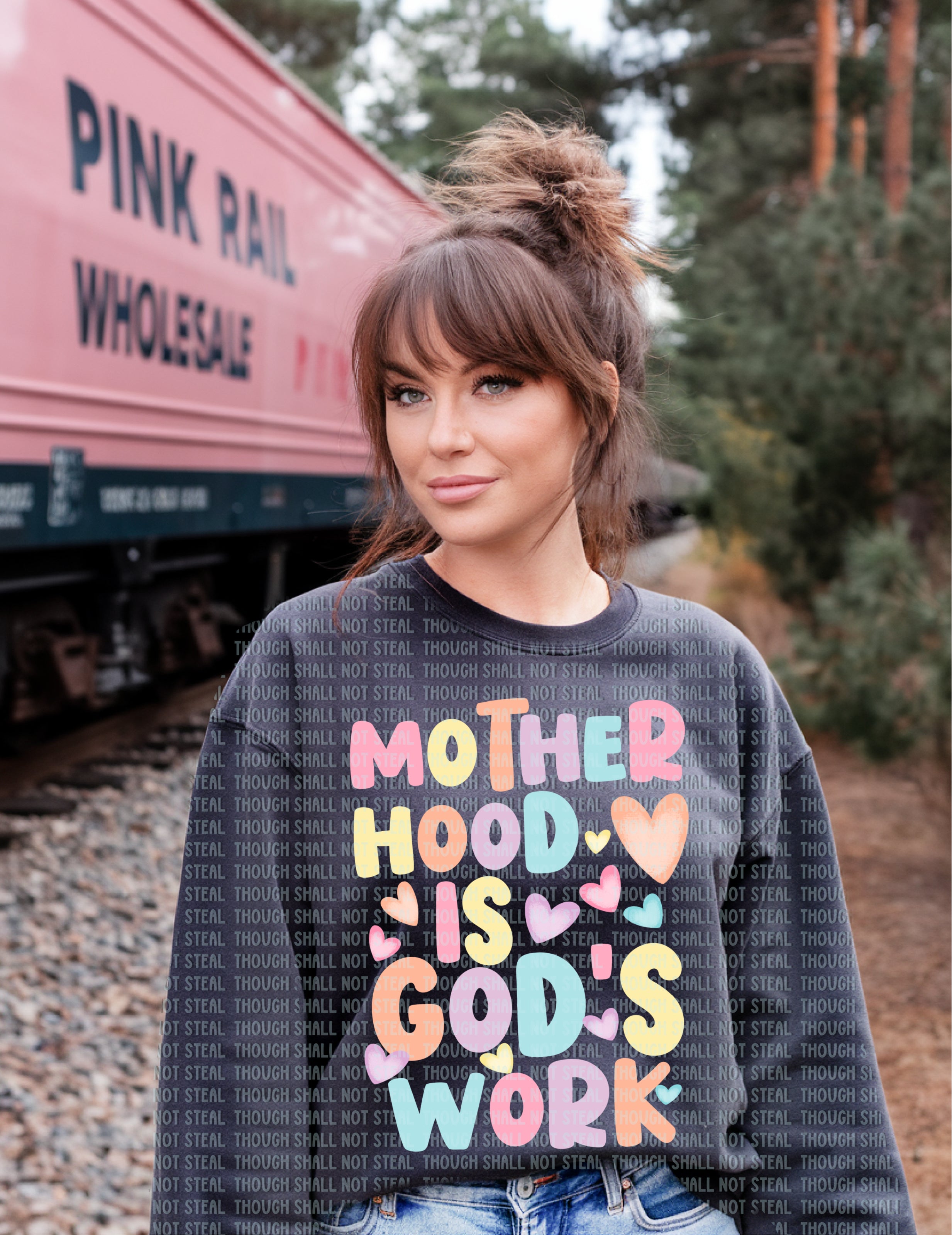 05-120 Motherhood is God_s Work Completed Tee