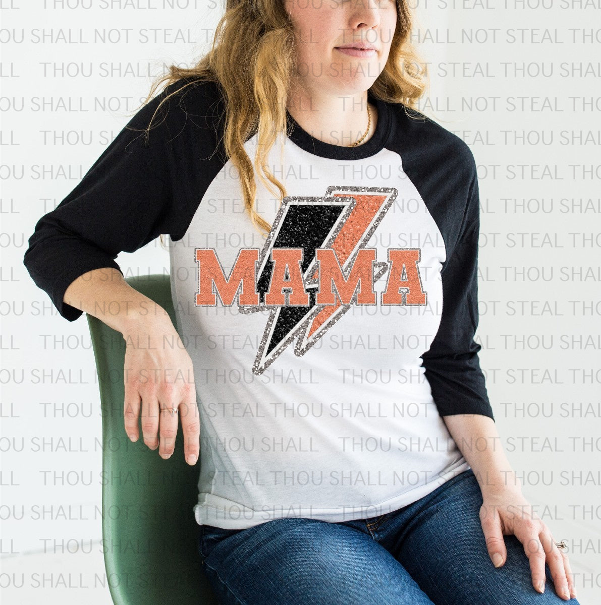 05-129 Mama or Mini with Two Lightning Bolts DTF Transfer ONLY