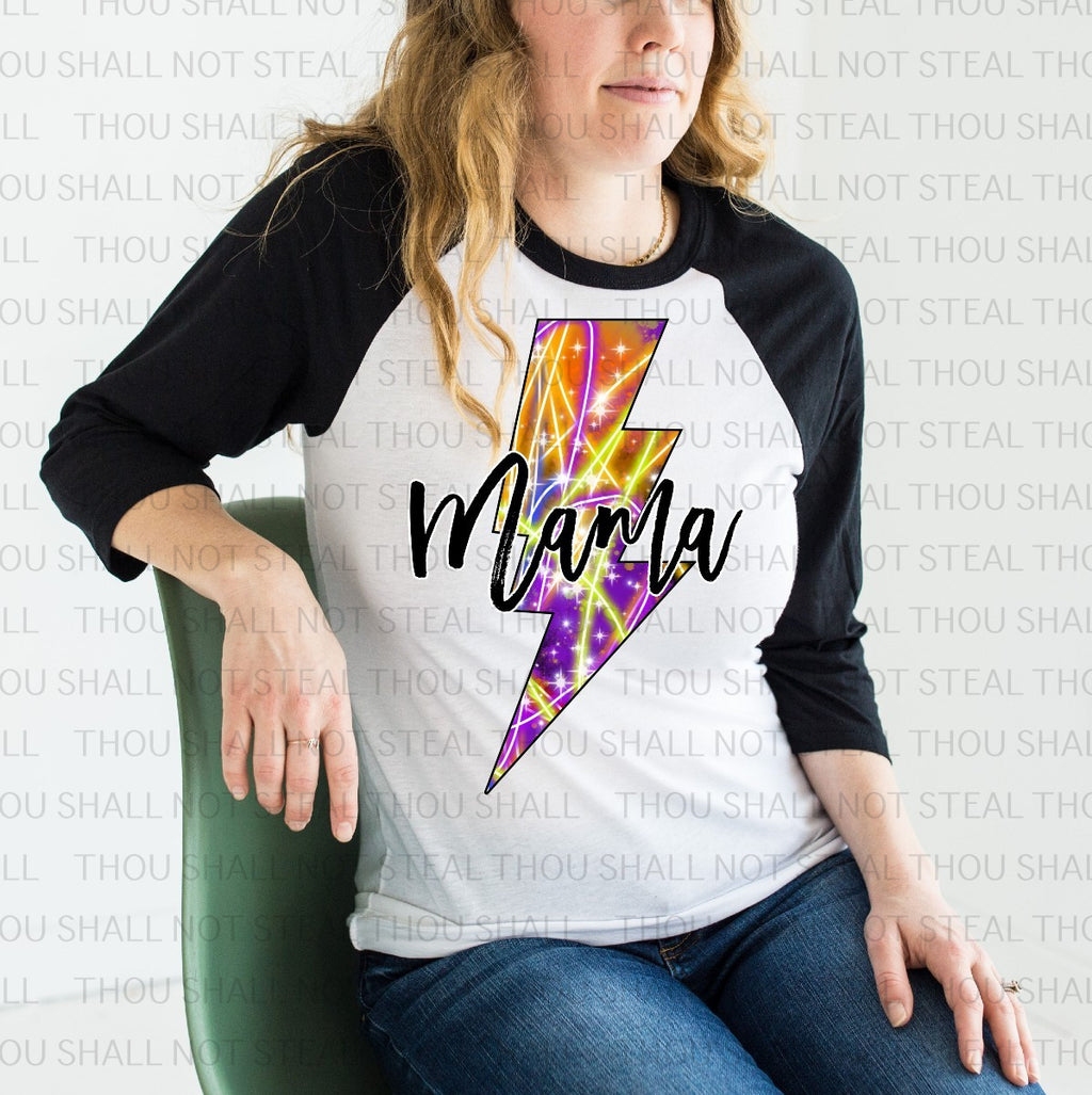 05-130 Mama or Mini Flashy Lightning Bolt DTF Transfer Only