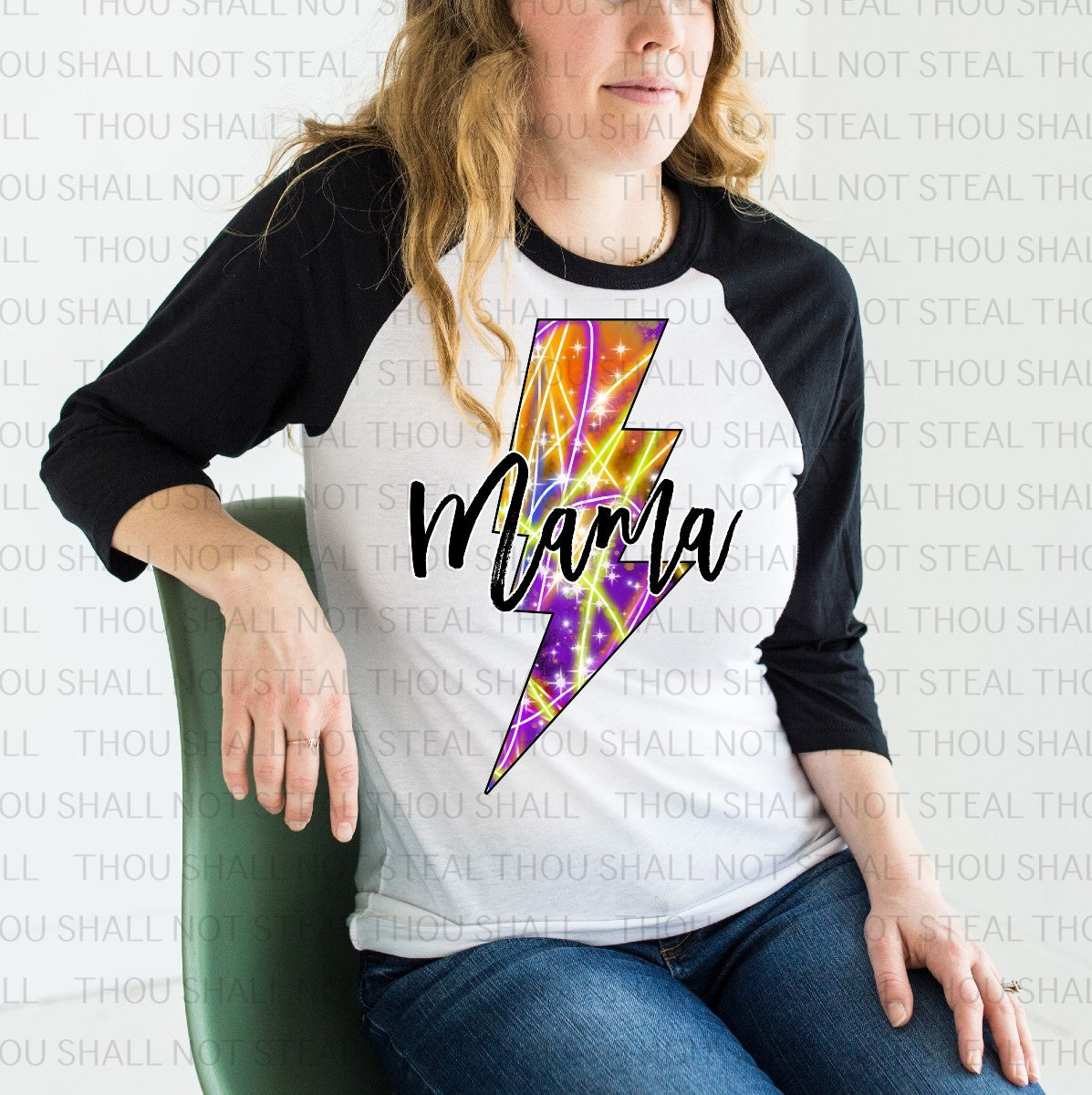 05-130 Mama or Mini Flashy Lightning Bolt DTF Transfer Only