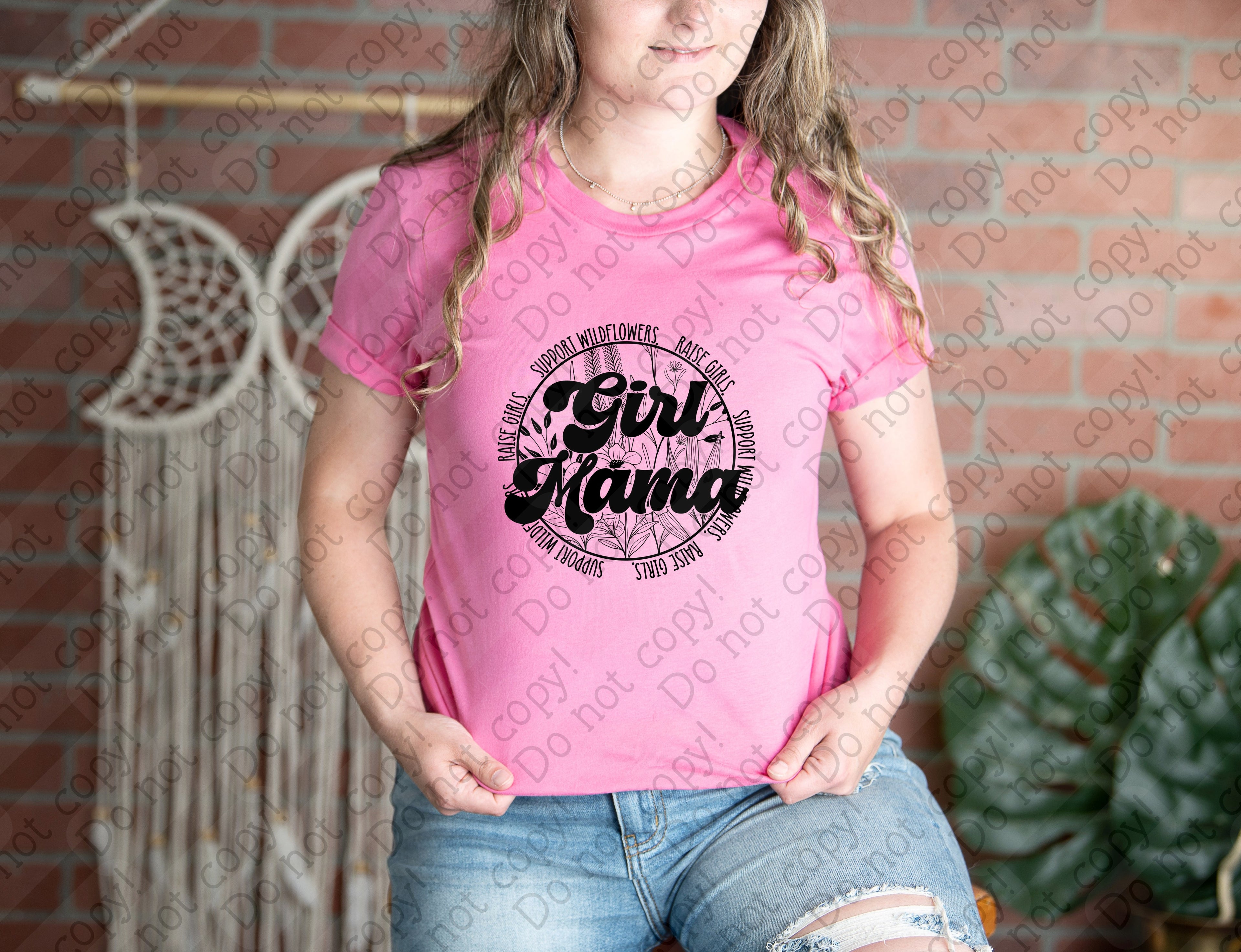 05-96 Girl Mama Floral Circle DTF Transfer ONLY