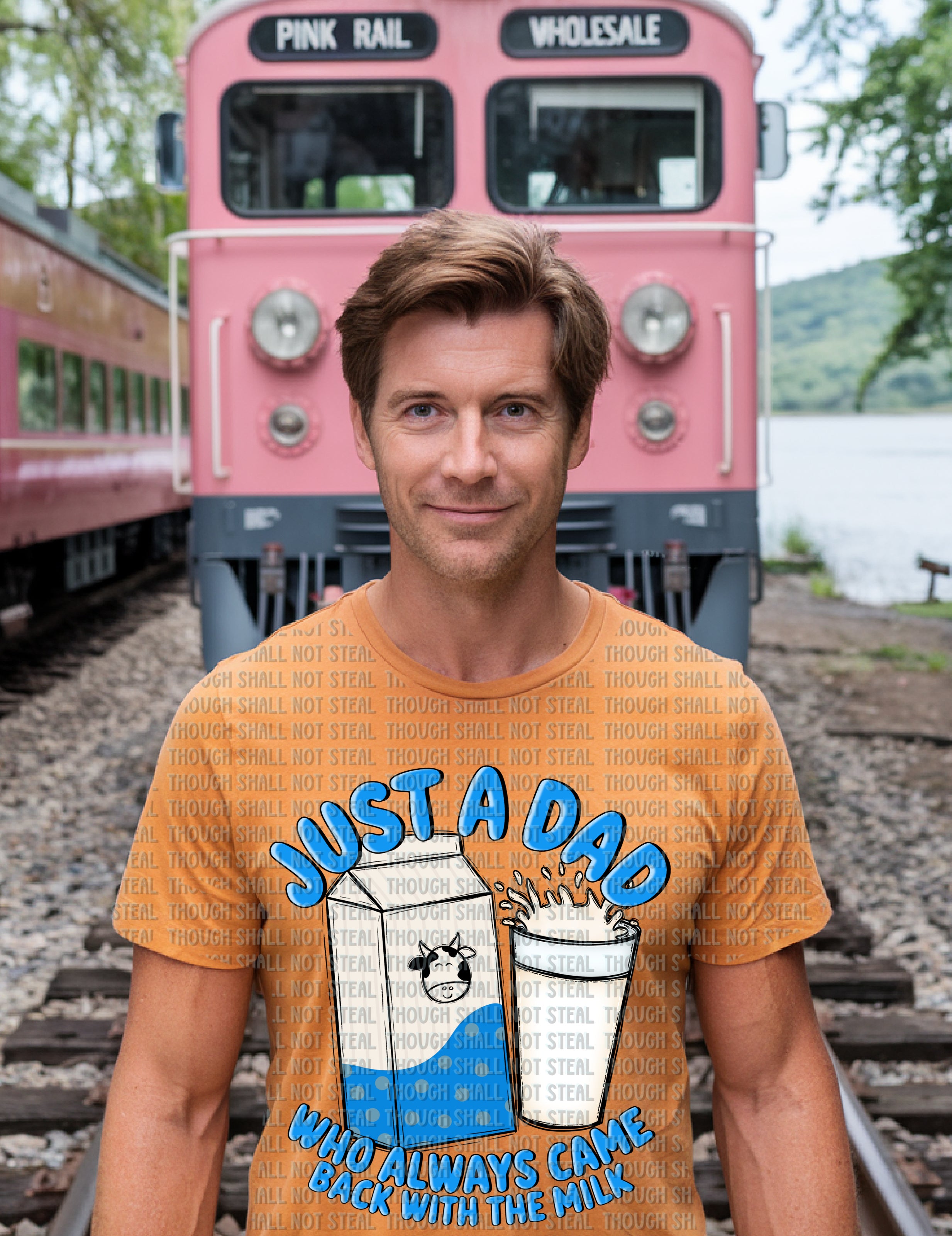 06-143 Just a Dad who always came back with the Milk Completed Tee