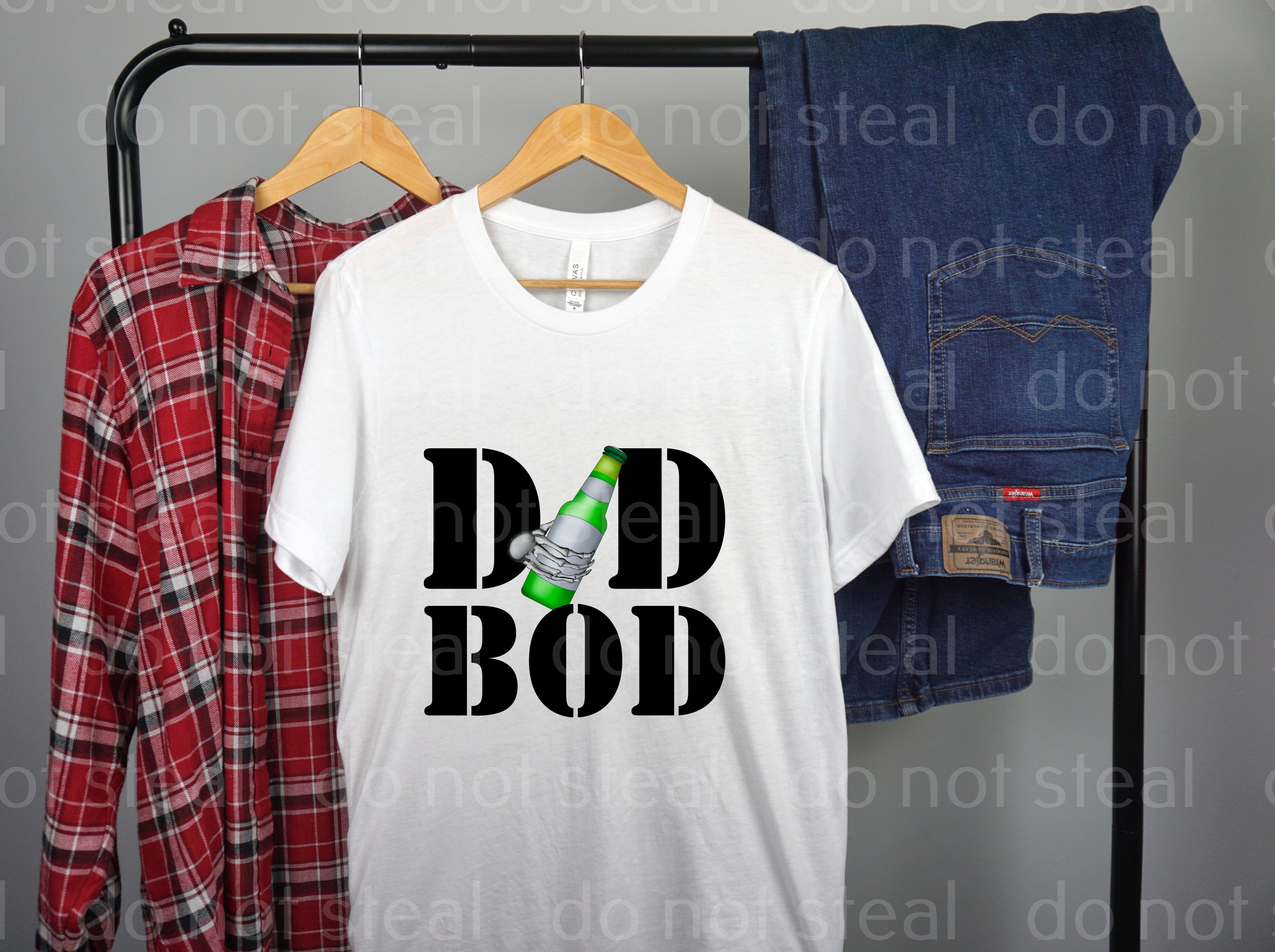06-43 DaD BOD with a green beer bottle DTF TRANSFER ONLY