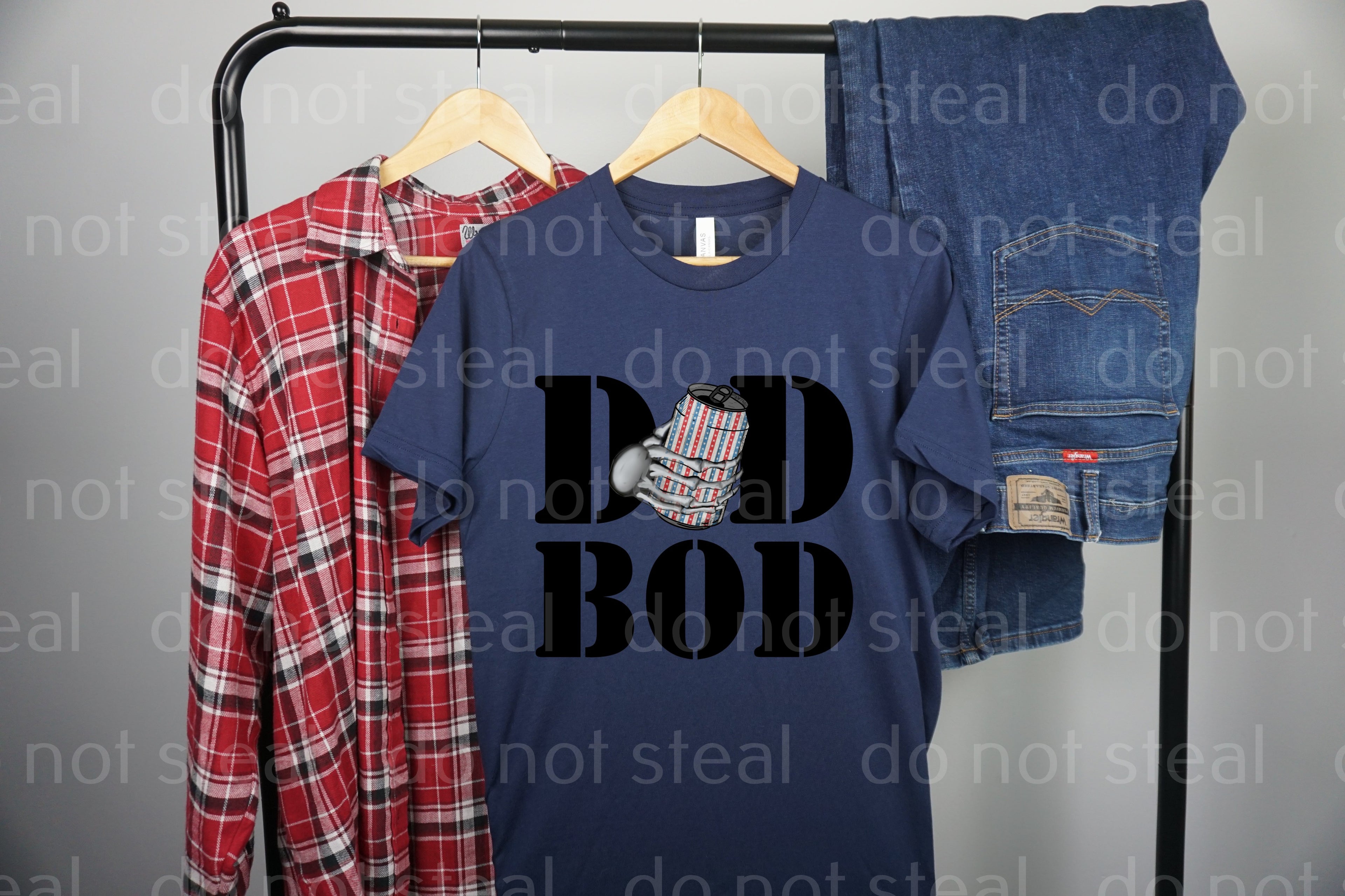 06-44 DAD BOD WITH A STRIPED BEER CAN DTF TRANSFER ONLY