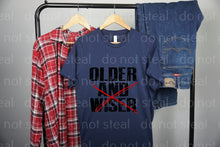 Load image into Gallery viewer, 06-49 OLDER AND WISER WITH A RED X Completed Tee
