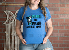 Load image into Gallery viewer, 06-56 Dad Fuel Coffee Sarcasm And Bad Jokes Skeleton Completed Tee
