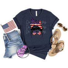 Load image into Gallery viewer, 07-09 Stars Stripes &amp; Messy Bun Completed Tee
