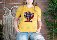 Load image into Gallery viewer, 07-101 Skeleton Icecream Red Blue Black Completed Tee
