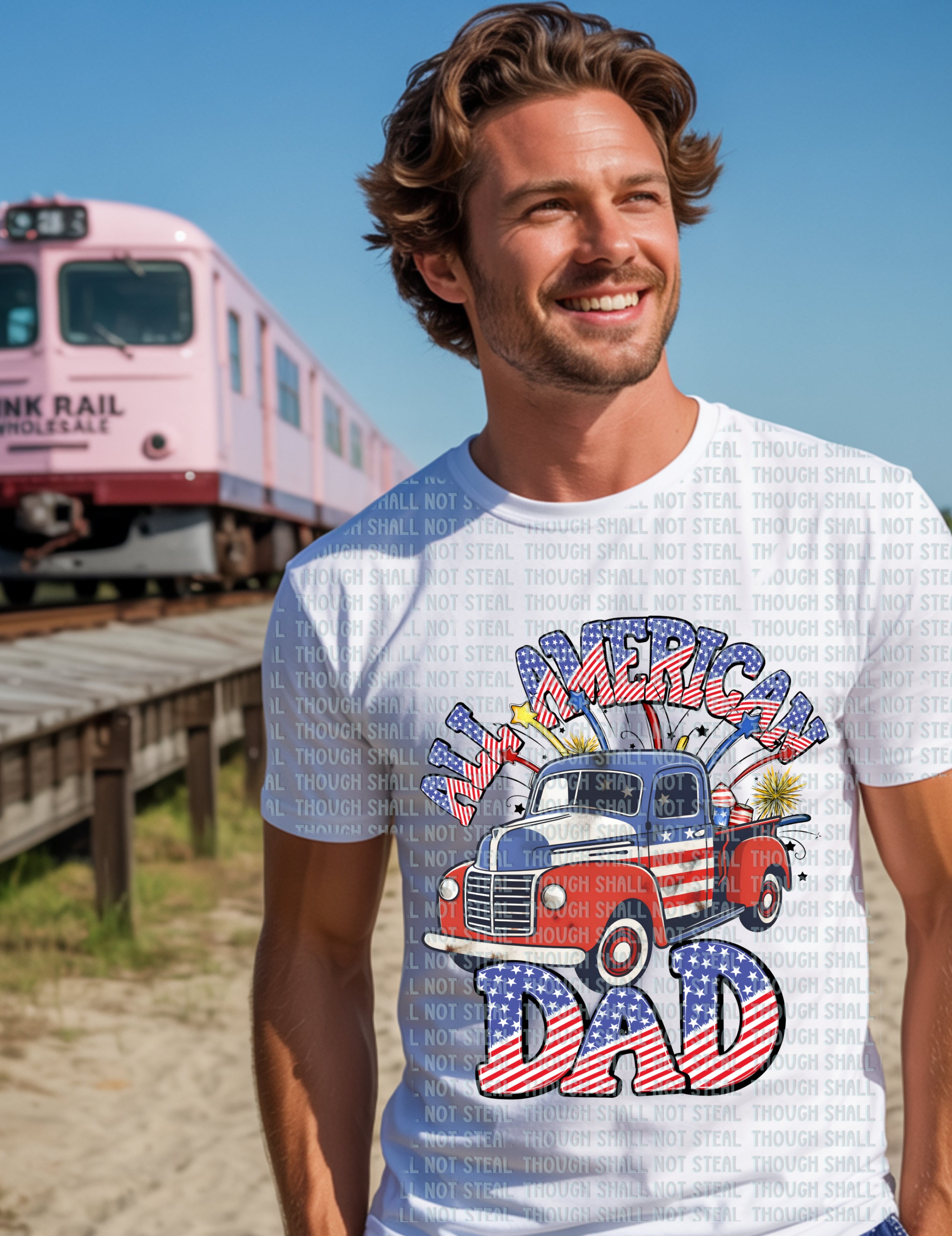 07-115 H All American Dad DTF Transfer Only