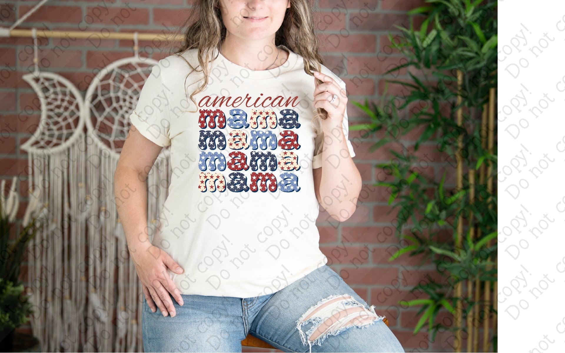 07-125 American Mama Stacked DTF Transfer Only