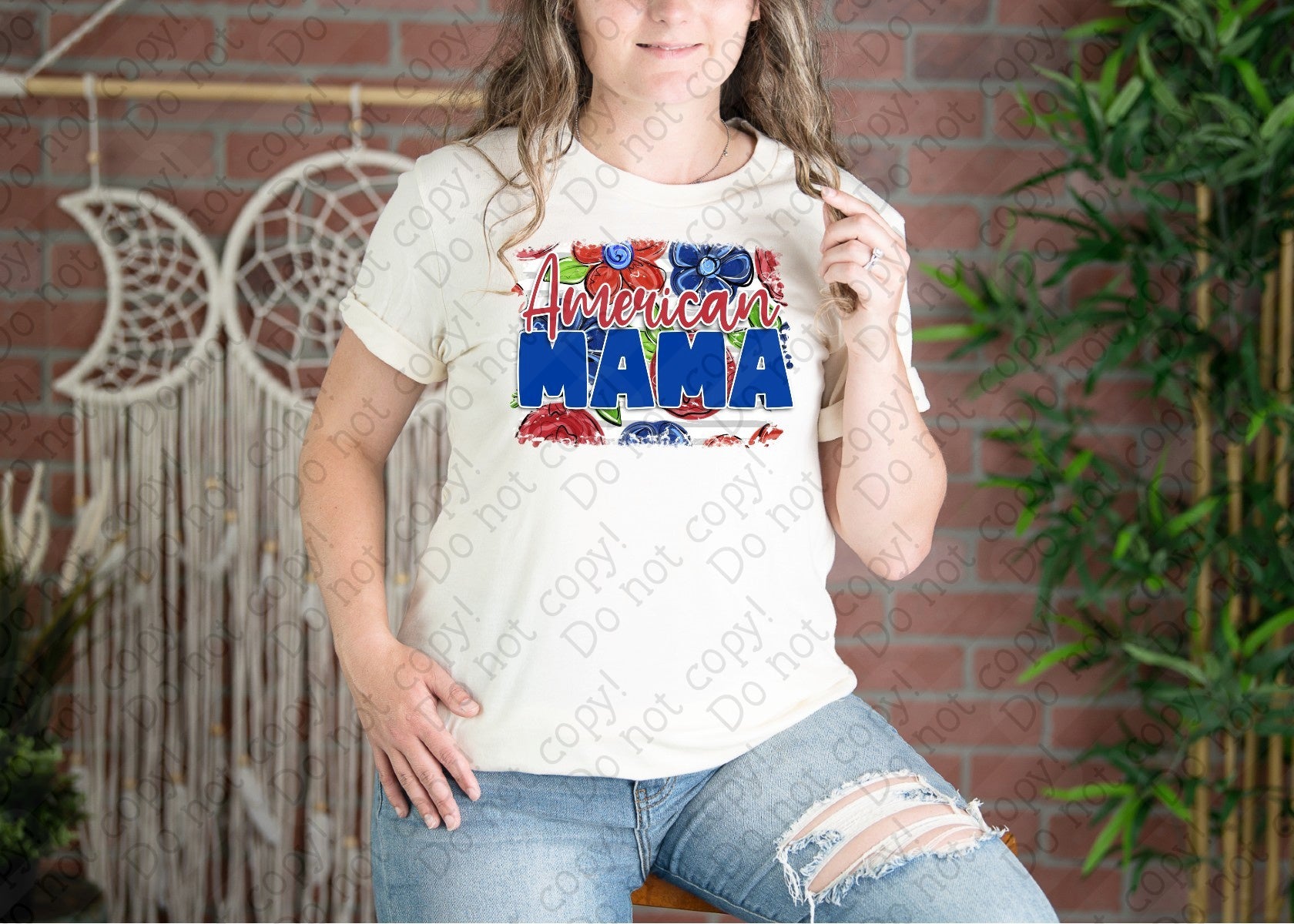 07-126 American Mama Flowers DTF Transfer Only