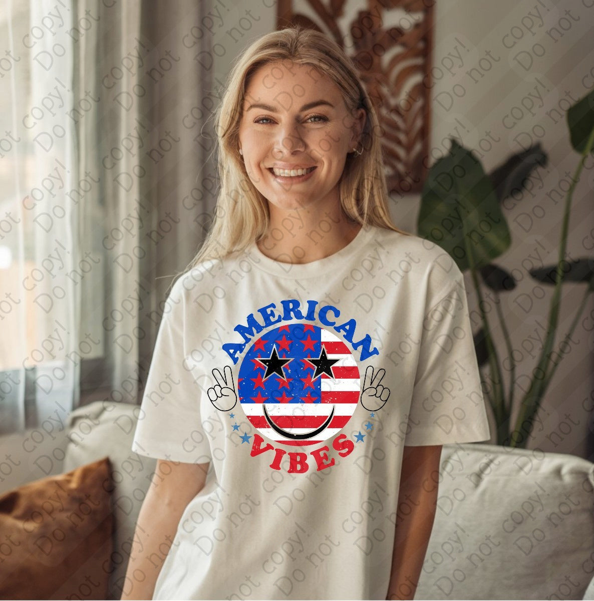 07-131 American Vibes Smiley DTF Transfer Only
