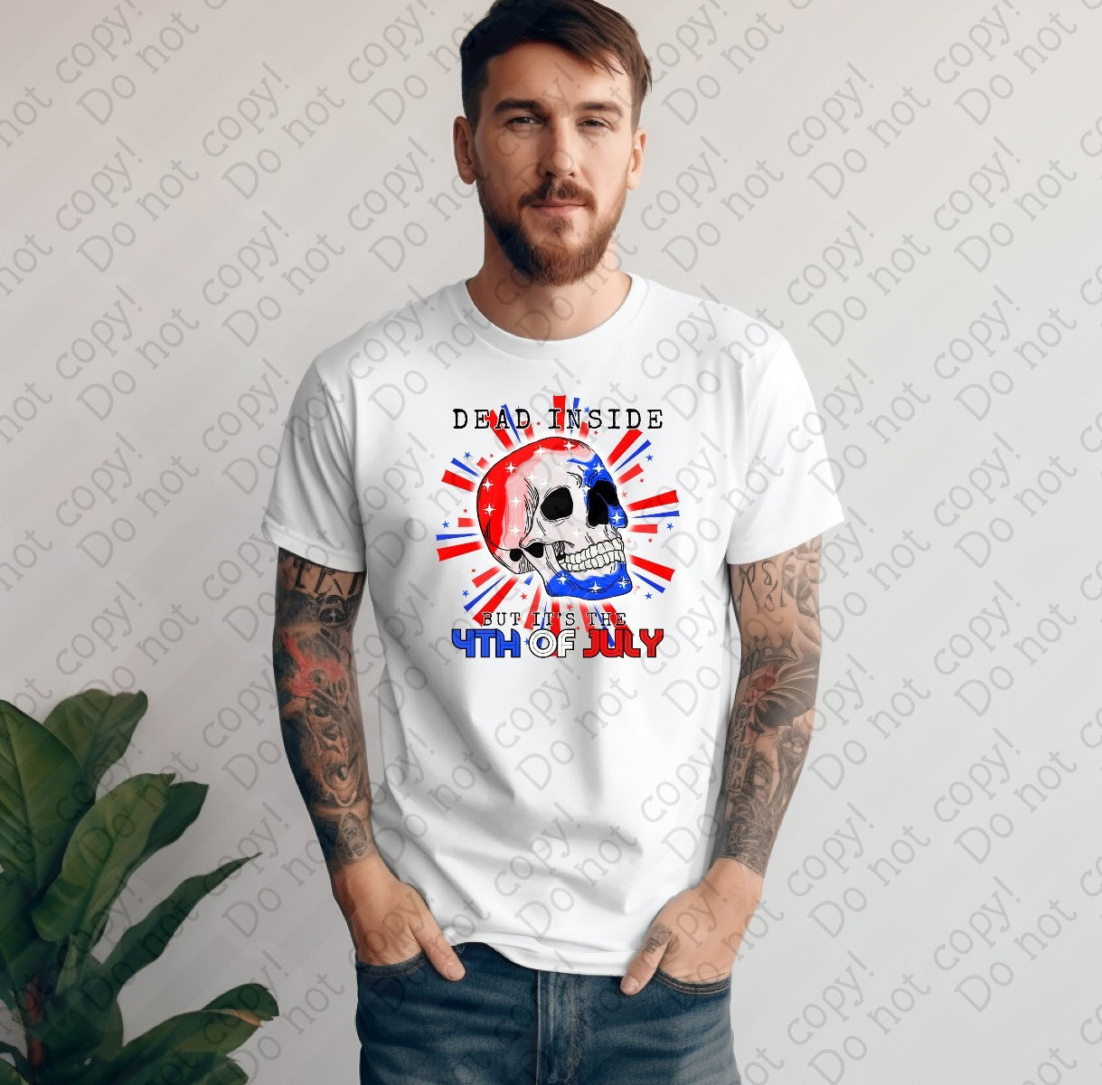 07-137 Dead Skull Patriotic Cursive DTF Transfer Only