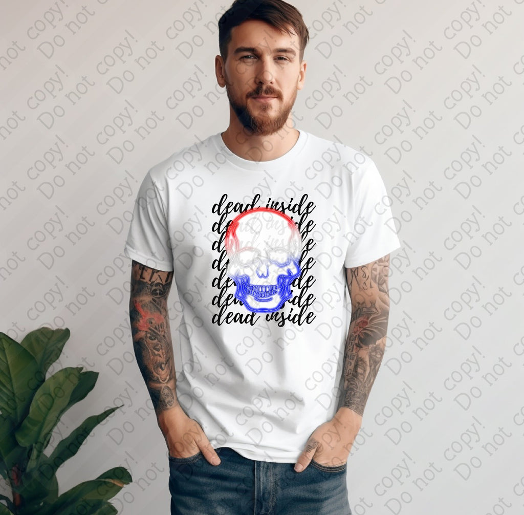 07-137 Dead Skull Patriotic Cursive Completed Tee