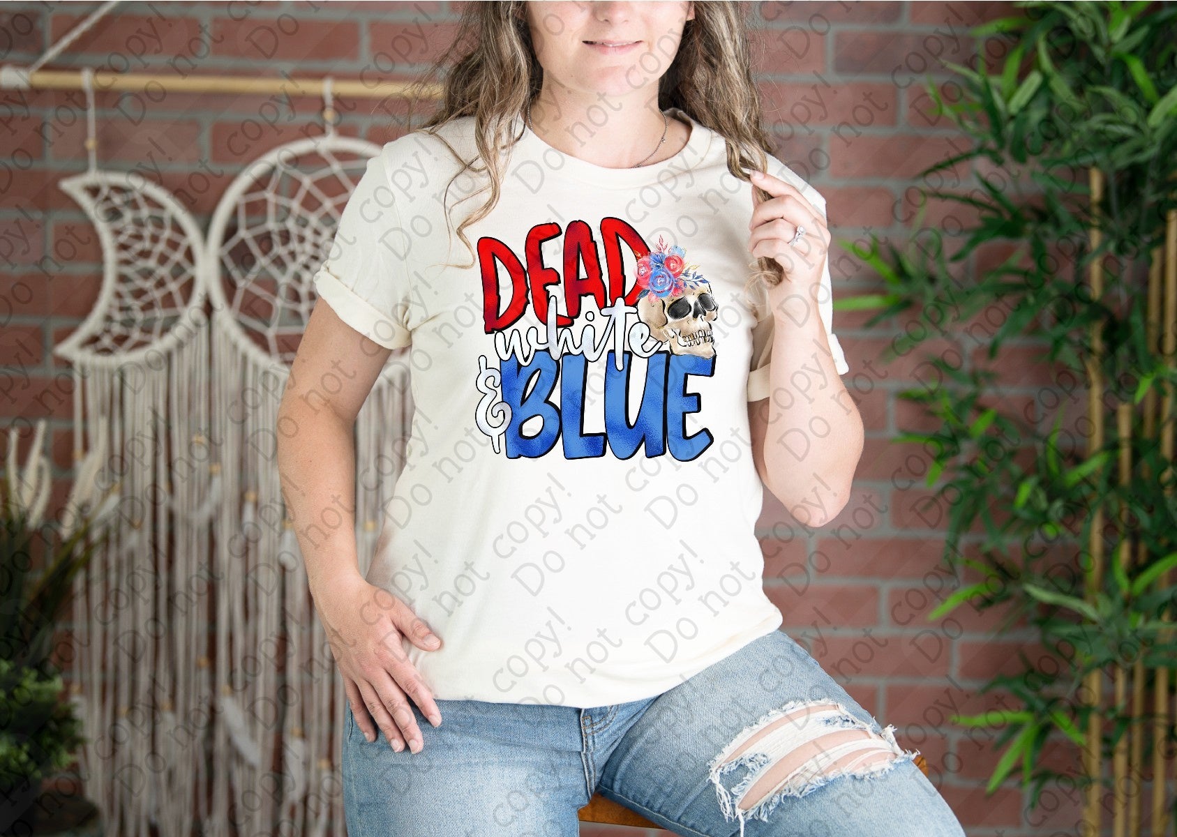 07-138 Dead White and Blue Completed Tee