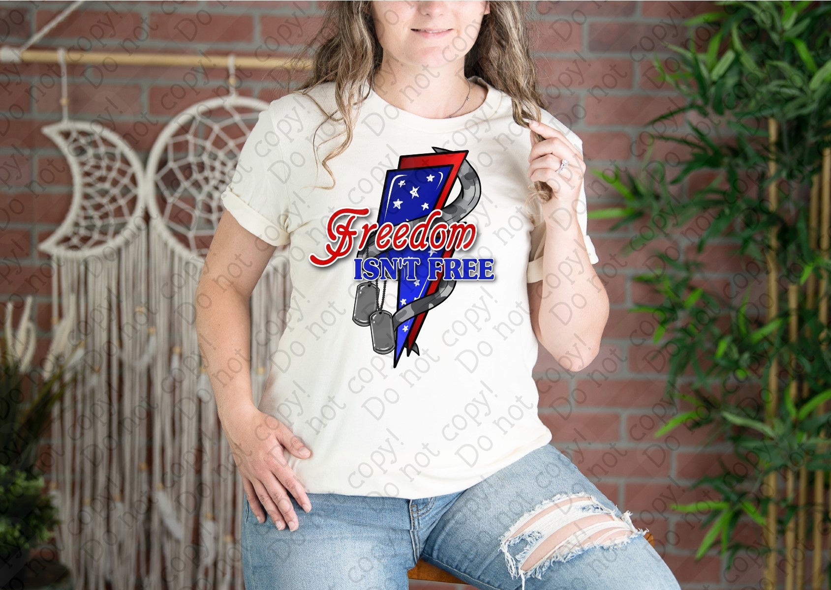 07-143 Freedom Isn't Free Red and Blue DTF Transfer Only