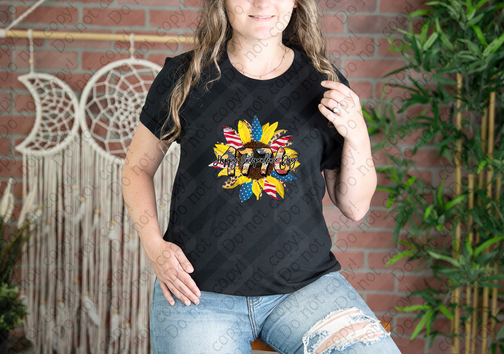 07-151 Happy Independence Day with Patriotic Sunflower Completed Tee
