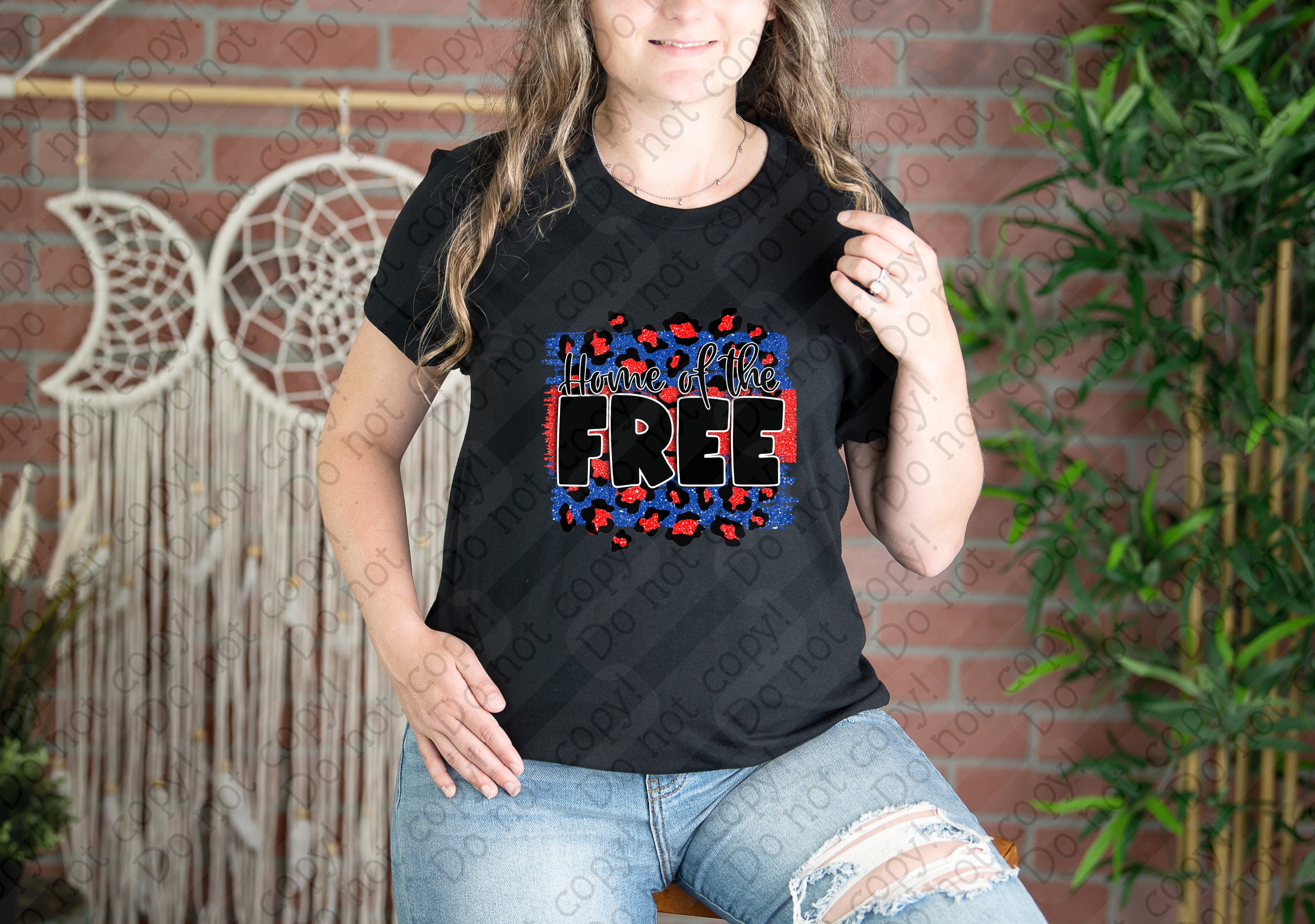 07-153 Home of The Free Red Black and Blue Completed Tee