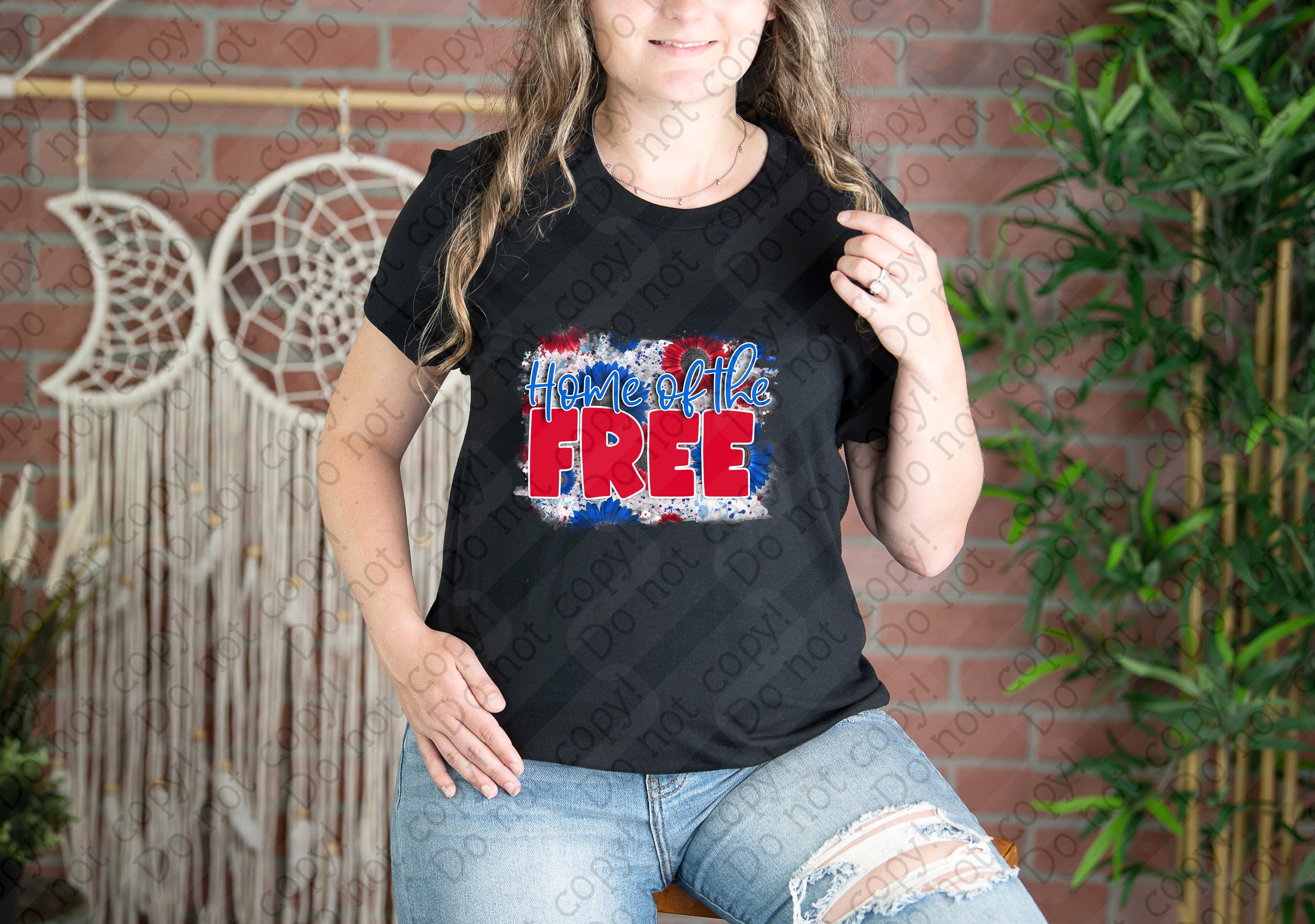 07-157 Home Of The Free Red White Blue DTF Transfer Only