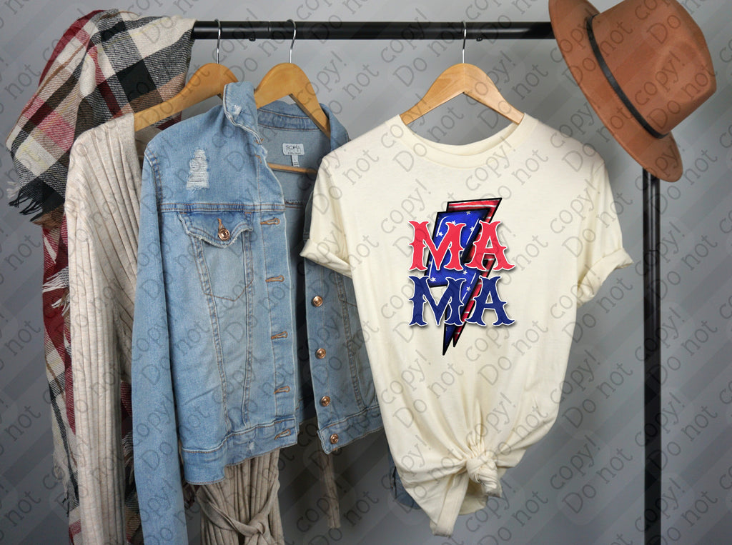 07-162 Ma Ma Red and Blue Completed Tee