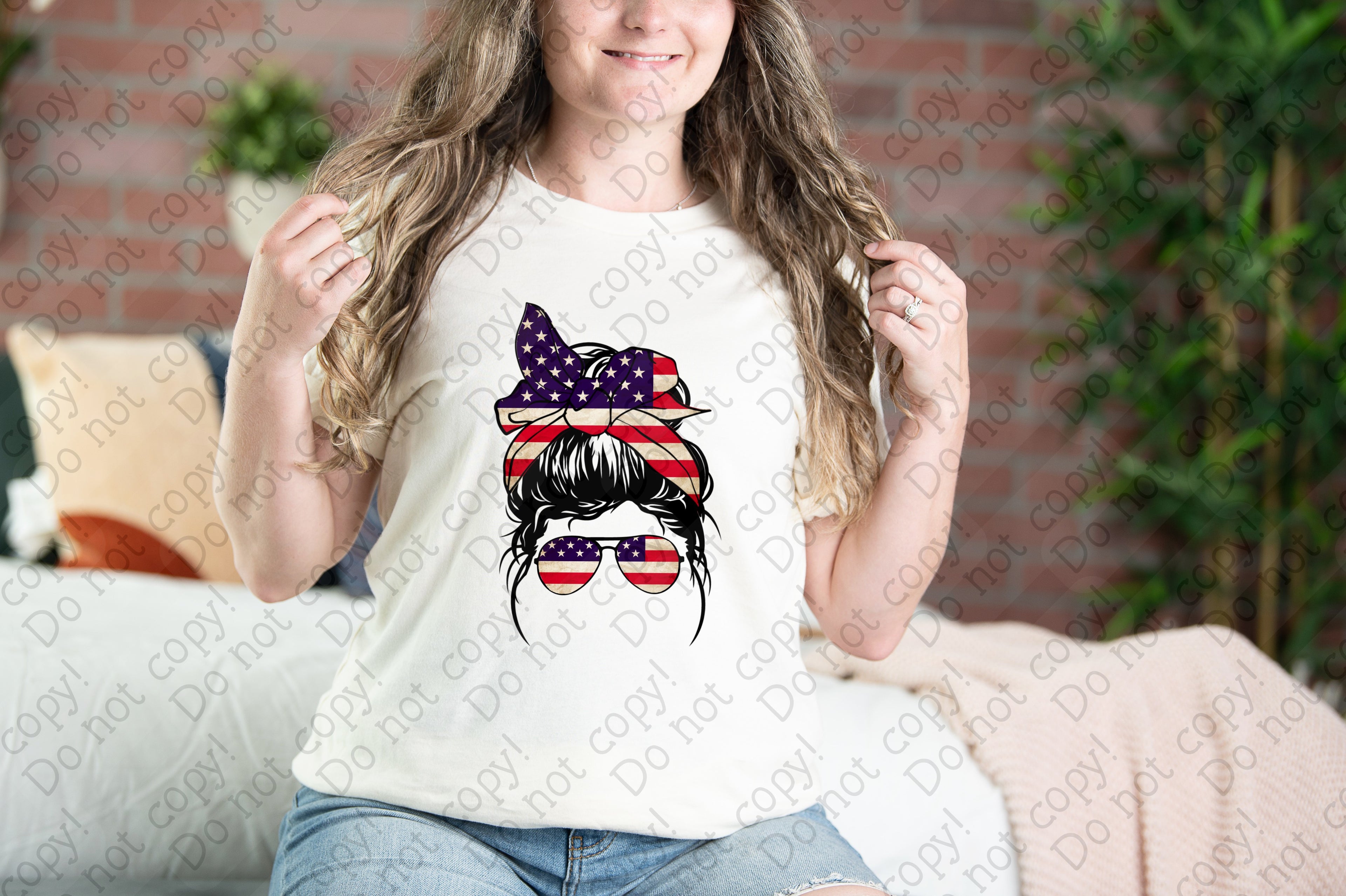 07-167 Messy Bun America Completed Tee