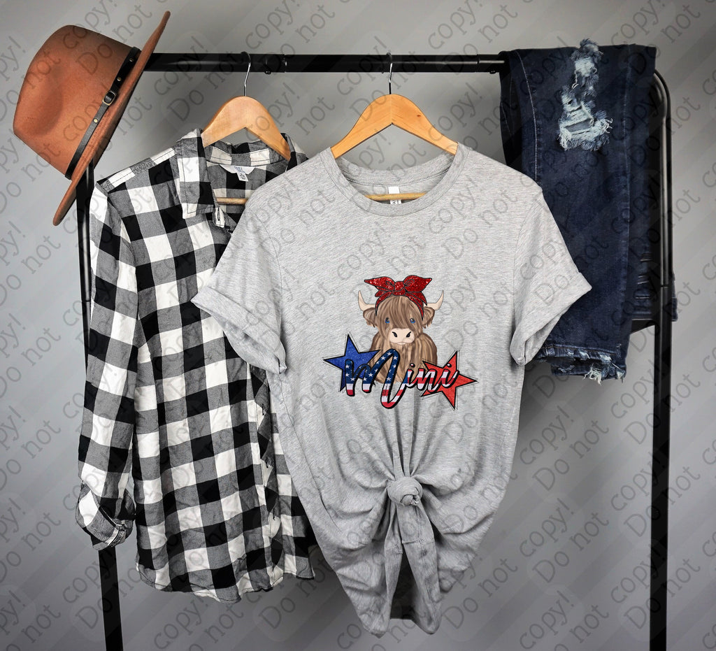 07-169 Mini Red White and Blue with Cow Completed Tee