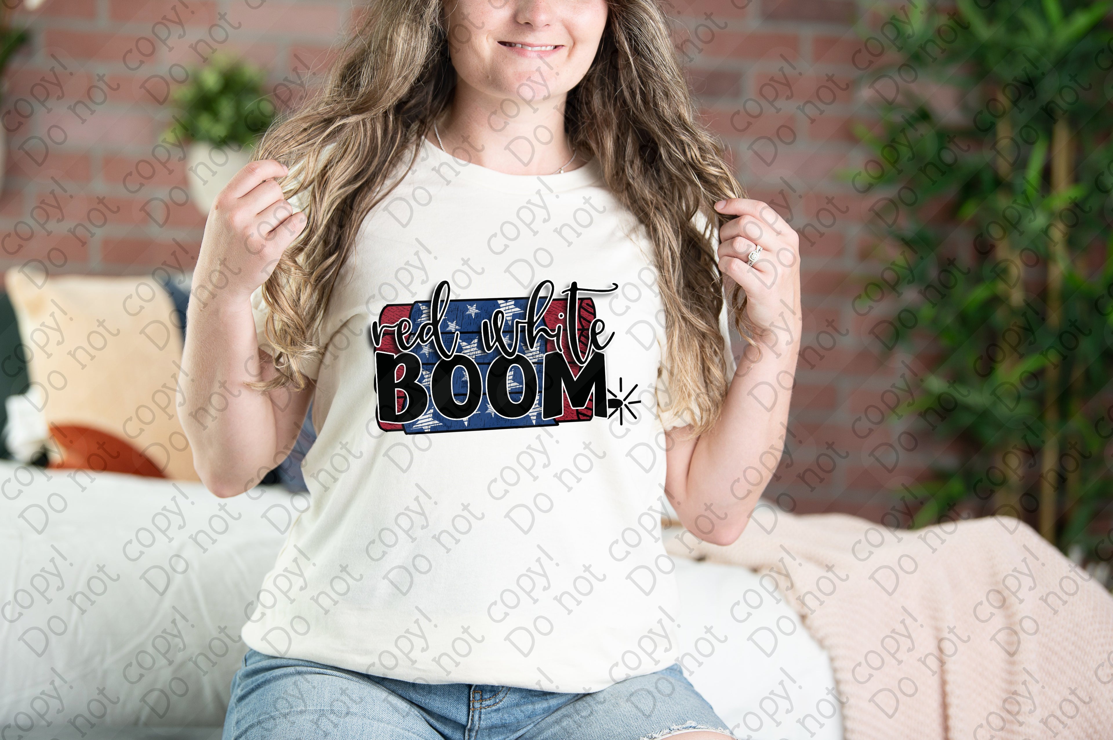 07-181 Red White Boom DTF Transfer Only