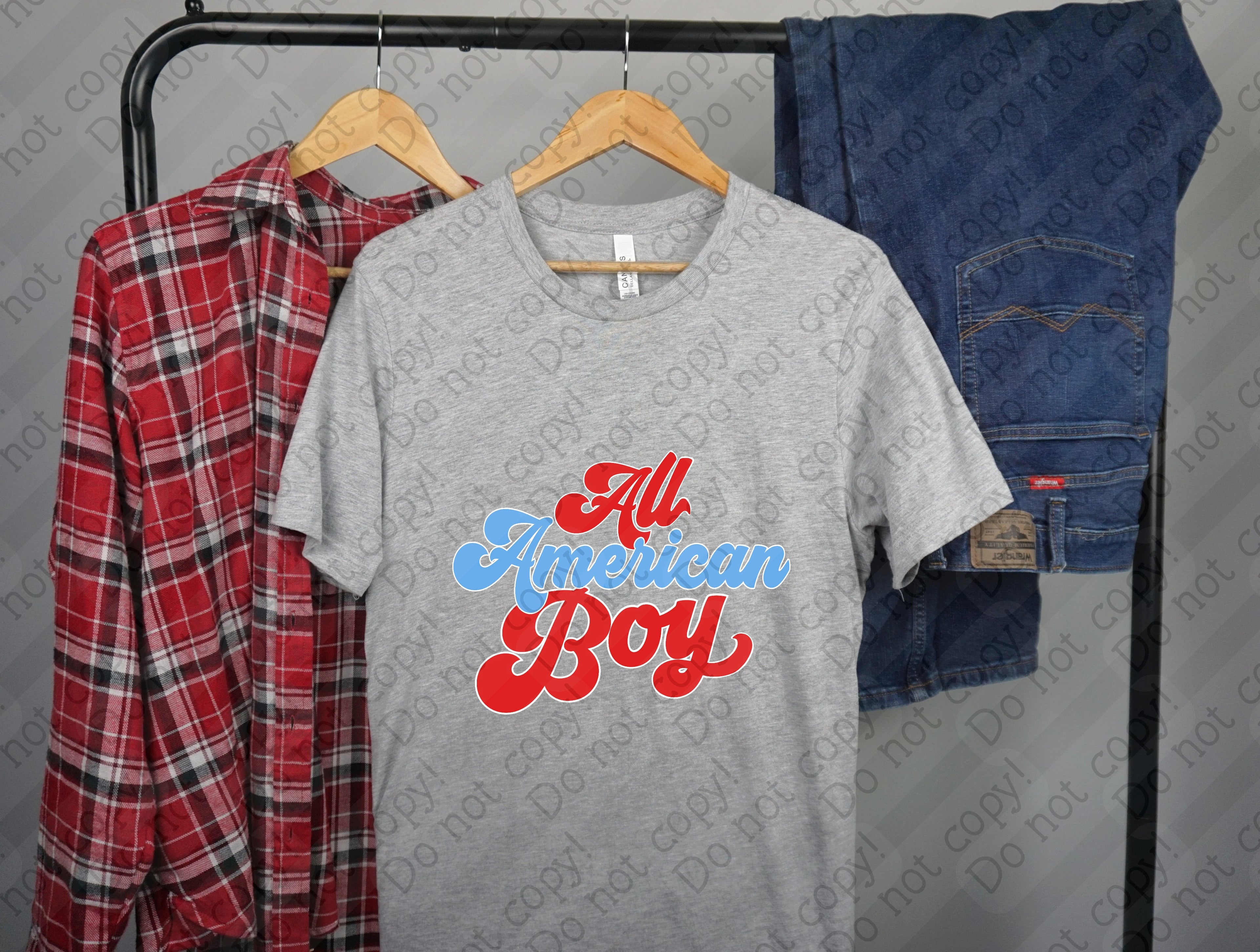 07-189 All_American_Boy Red and Blue Completed Tee