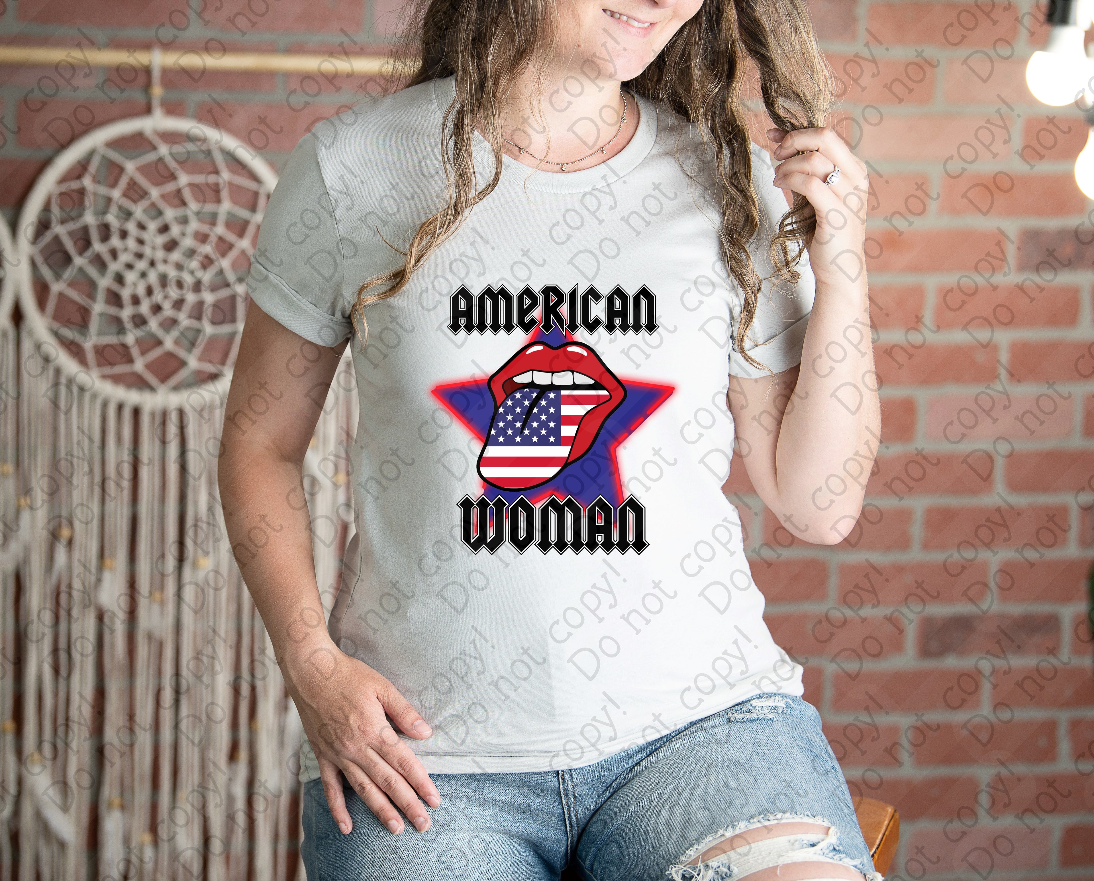 07-192 American Woman Blue DTF Transfer Only