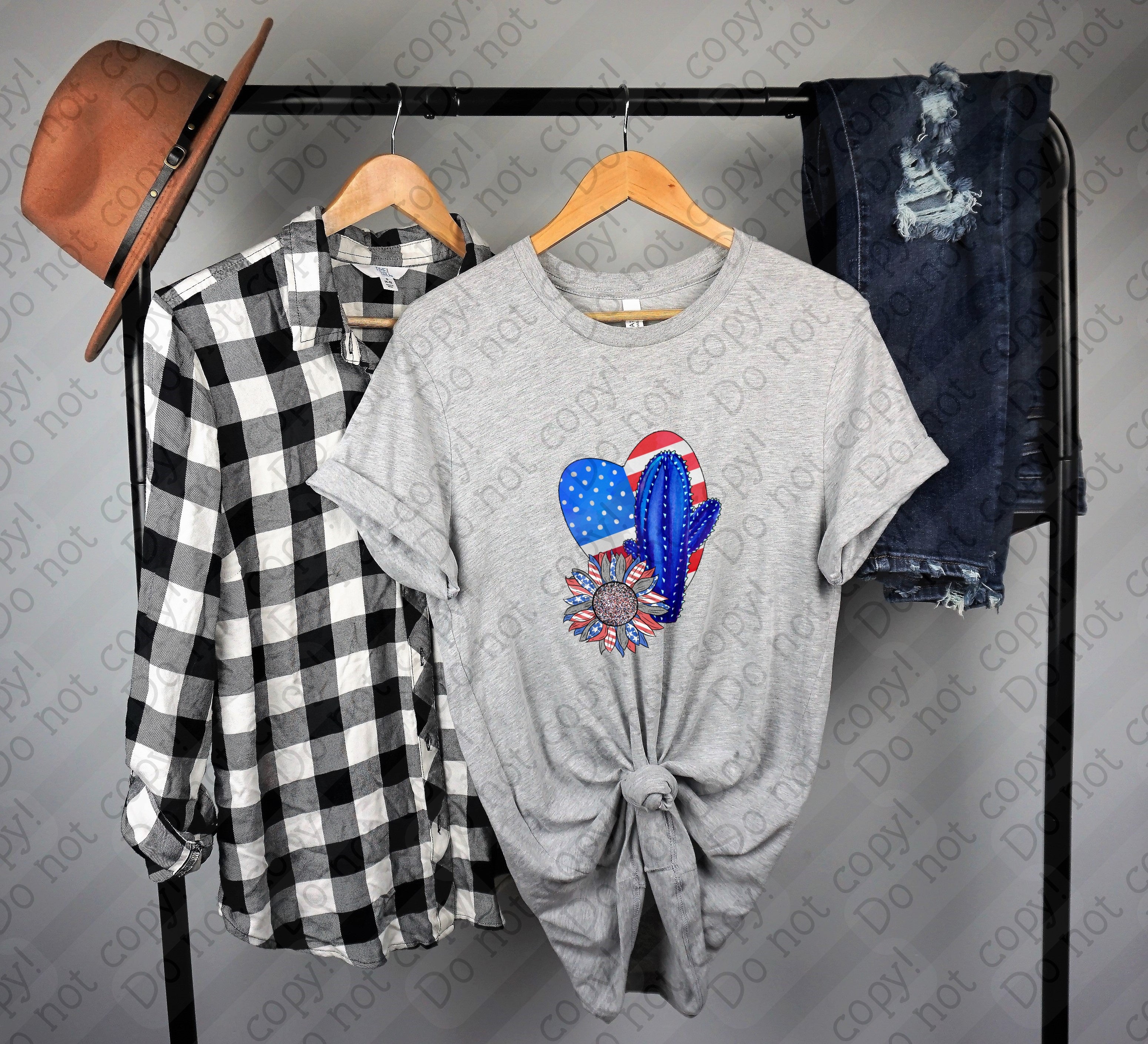 07-193 Americana Cactus Completed Tee