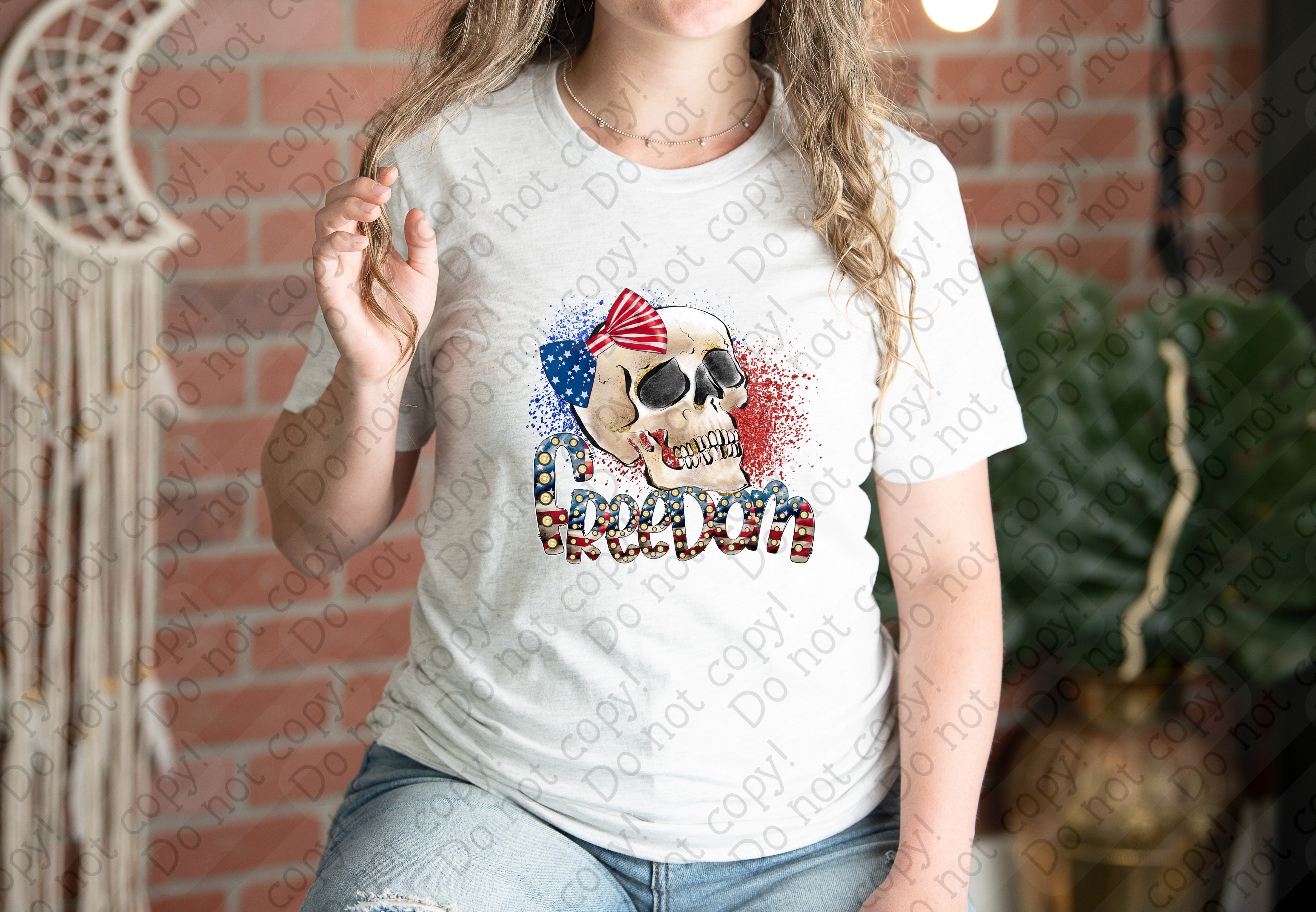 07-194 Freedom Skull DTF Transfer Only
