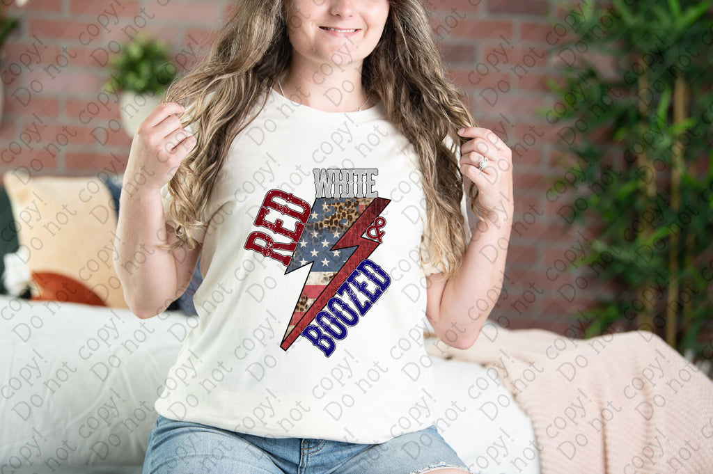07-195 Red White Boozed Multi Completed Tee