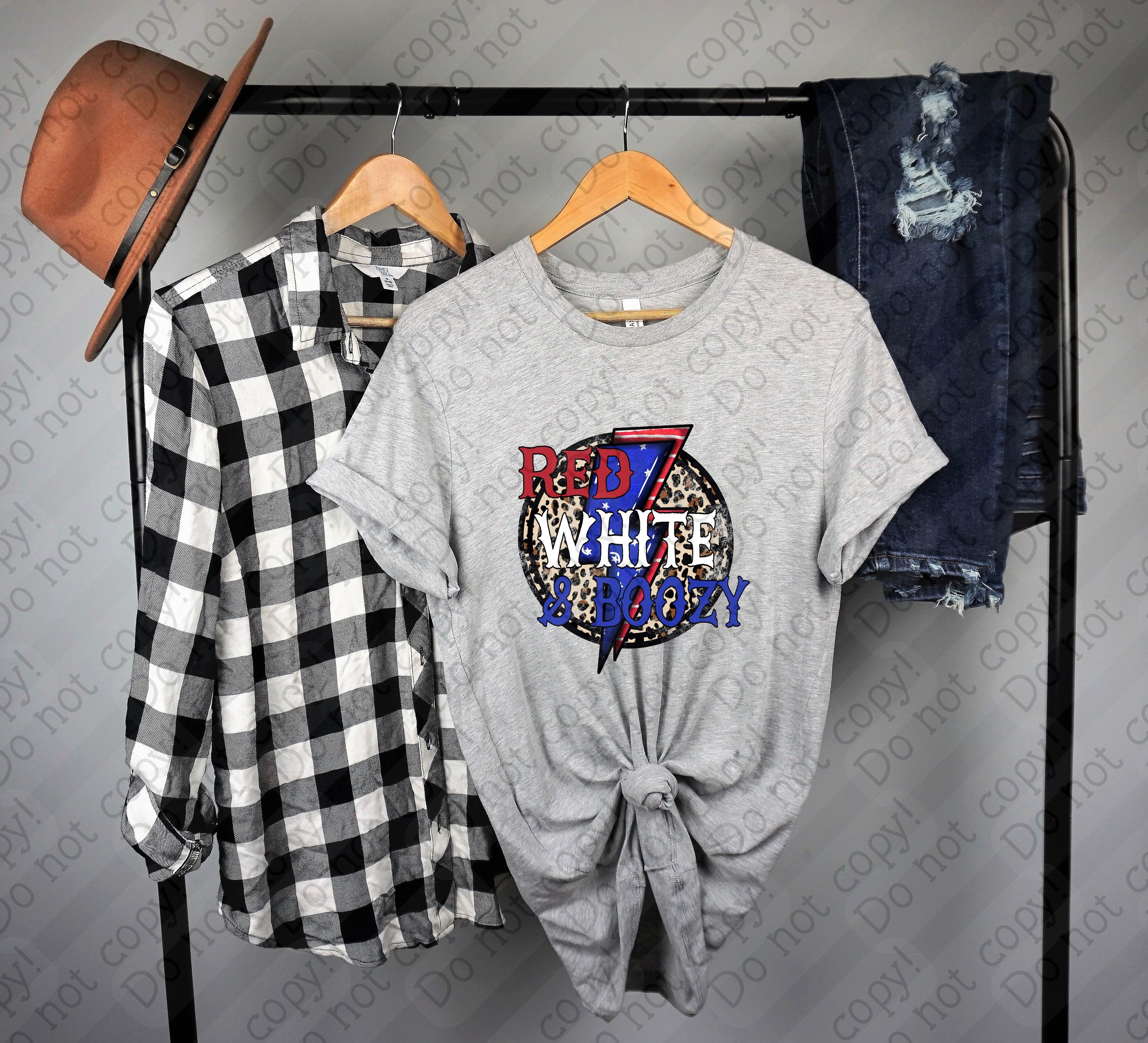 07-199 Red White Boozy Cheetah Completed Tee